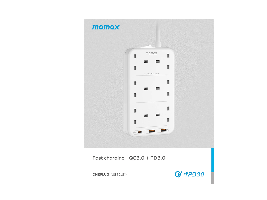 Momax OnePlug 6-Outlet Power Strip With USB - White n Qatar Momax OnePlug 6-Outlet Power Strip With USB - White n Qatar